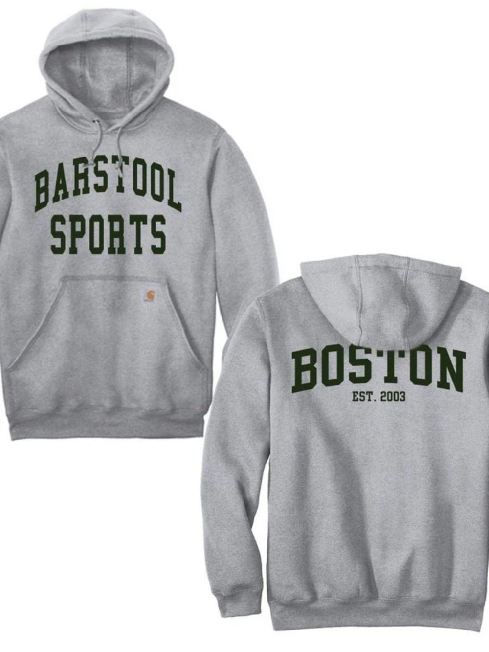 Barstool Sports Carhartt BOSTON 2003 PREMIUM SWEATSHIRT HOODIE Grey Green 2XL
